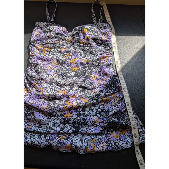 Shore Shapes Womens One Piece Swimsuit Skirted Multicolor Floral Size 12 - Picture 6 of 14